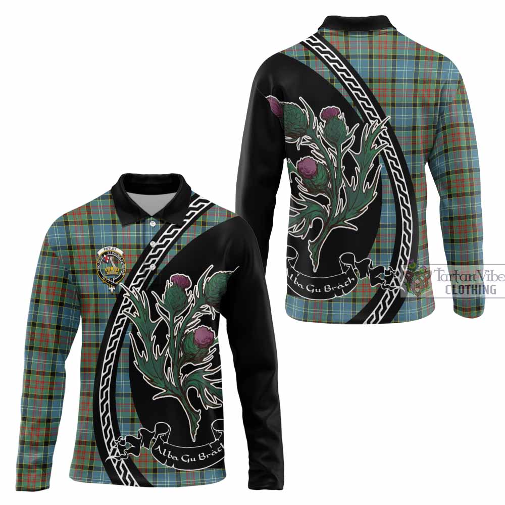 Paisley Family Crest Tartan Long Sleeve Polo Shirt Alba Thistle Inspired - Tartan Vibes Clothing