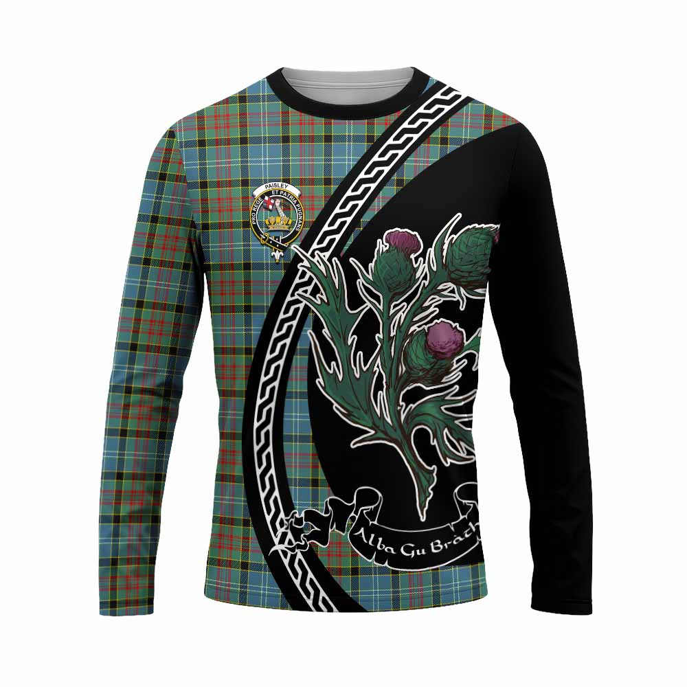 Paisley Family Crest Tartan Long Sleeve T-Shirt Alba Thistle Inspired - Tartan Vibes Clothing
