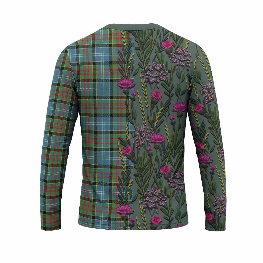 Paisley Family Crest Tartan Long Sleeve T-Shirt Scottish Thistle Flower Pattern Half Style - Tartan Vibes Clothing