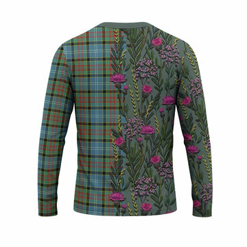 Paisley Family Crest Tartan Long Sleeve T-Shirt Scottish Thistle Flower Pattern Half Style - Tartan Vibes Clothing