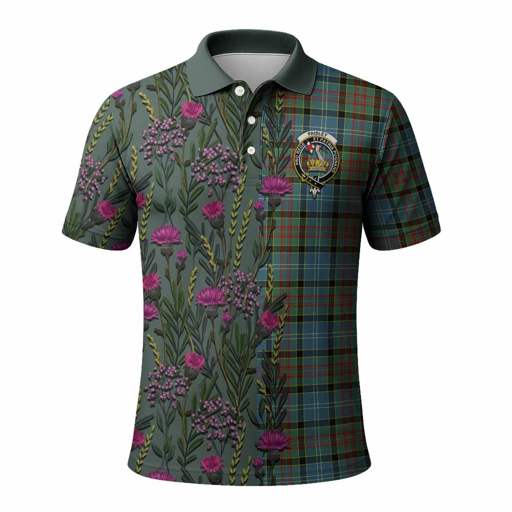 Paisley Family Crest Tartan Polo Shirt Scottish Thistle Flower Pattern Half Style - Tartan Vibes Clothing