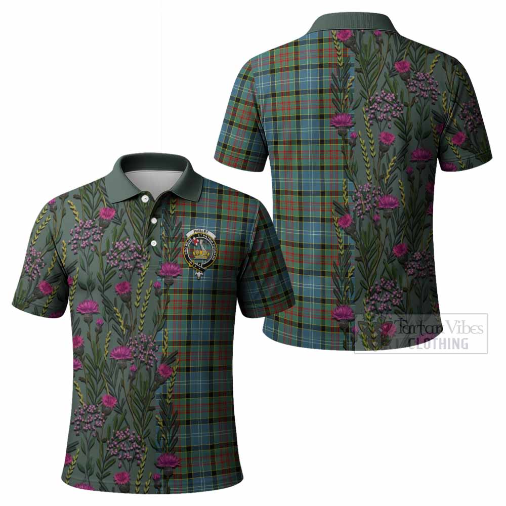 Paisley Family Crest Tartan Polo Shirt Scottish Thistle Flower Pattern Half Style - Tartan Vibes Clothing
