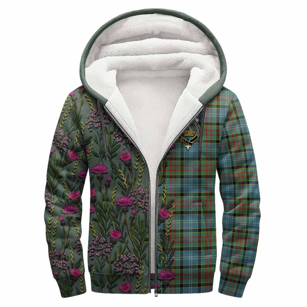 Paisley Family Crest Tartan Sherpa Hoodie Scottish Thistle Flower Pattern Half Style - Tartan Vibes Clothing
