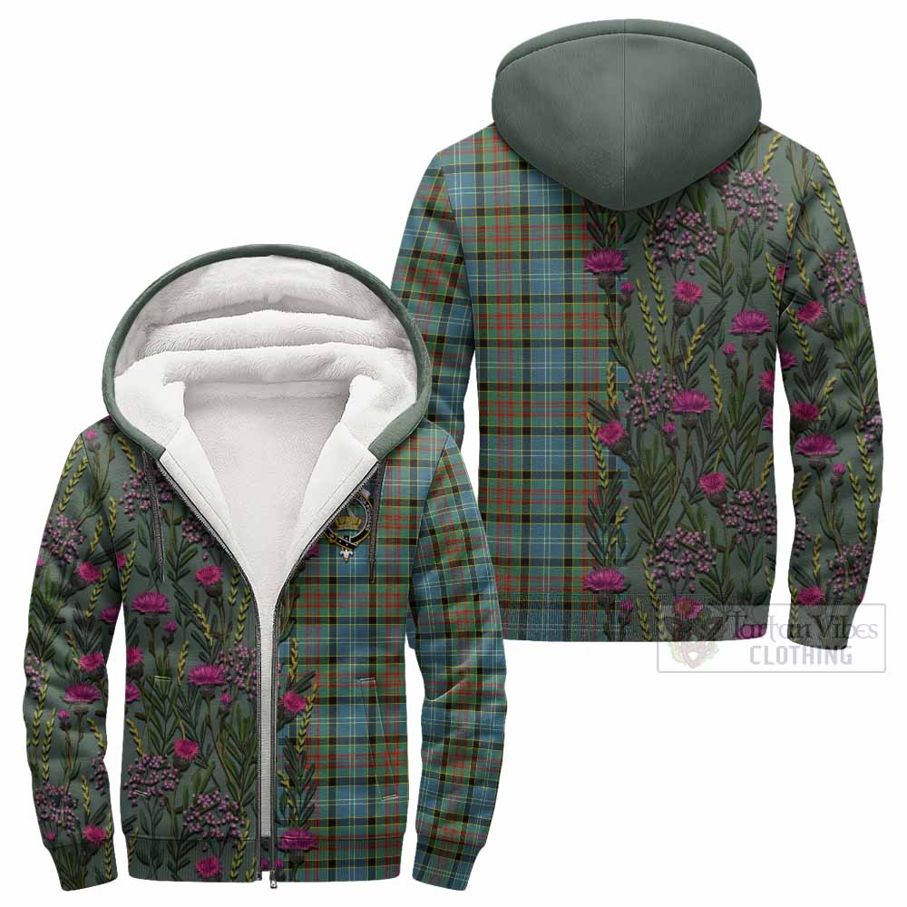 Paisley Family Crest Tartan Sherpa Hoodie Scottish Thistle Flower Pattern Half Style - Tartan Vibes Clothing