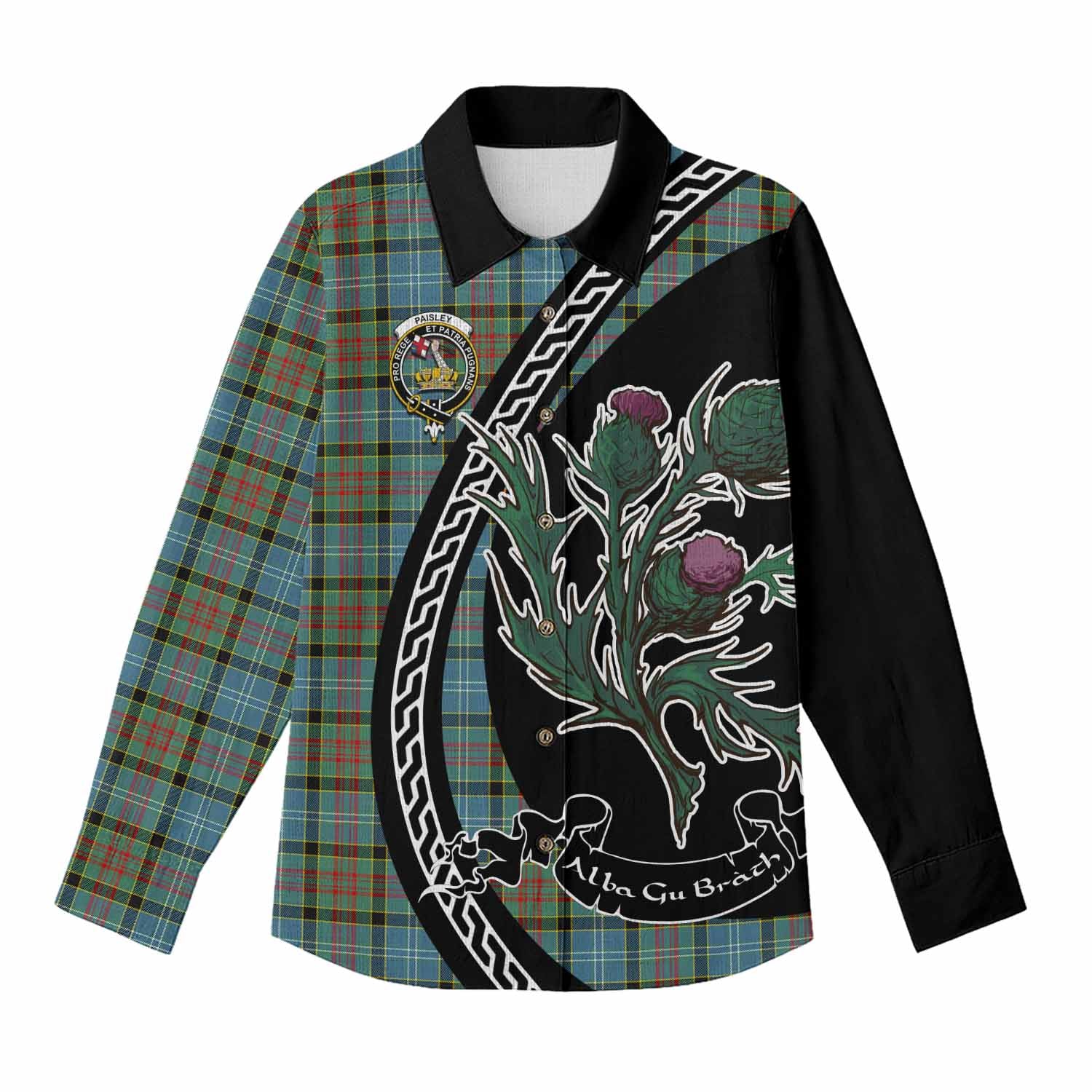 Paisley Family Crest Tartan Women Casual Shirt Alba Thistle Inspired - Tartan Vibes Clothing