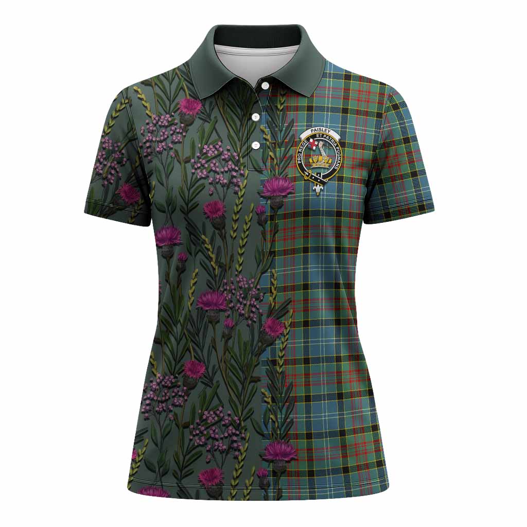 Paisley Family Crest Tartan Women Polo Shirt Scottish Thistle Flower Pattern Half Style - Tartan Vibes Clothing