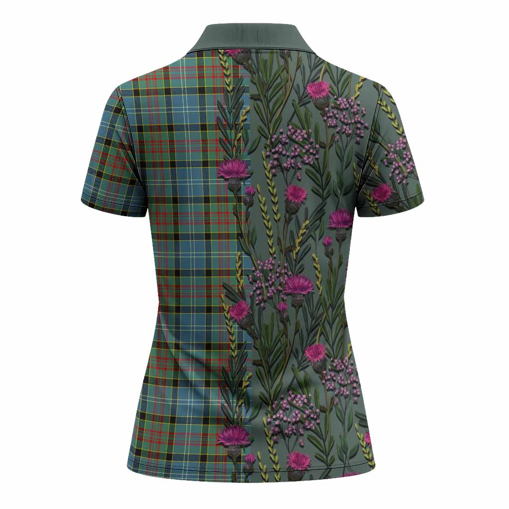 Paisley Family Crest Tartan Women Polo Shirt Scottish Thistle Flower Pattern Half Style - Tartan Vibes Clothing