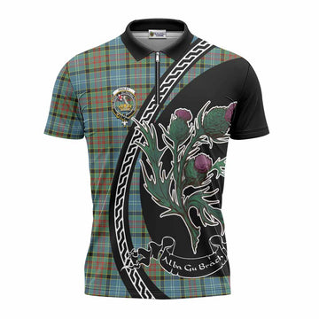 Paisley Family Crest Tartan Zipper Polo Shirt Alba Thistle Inspired