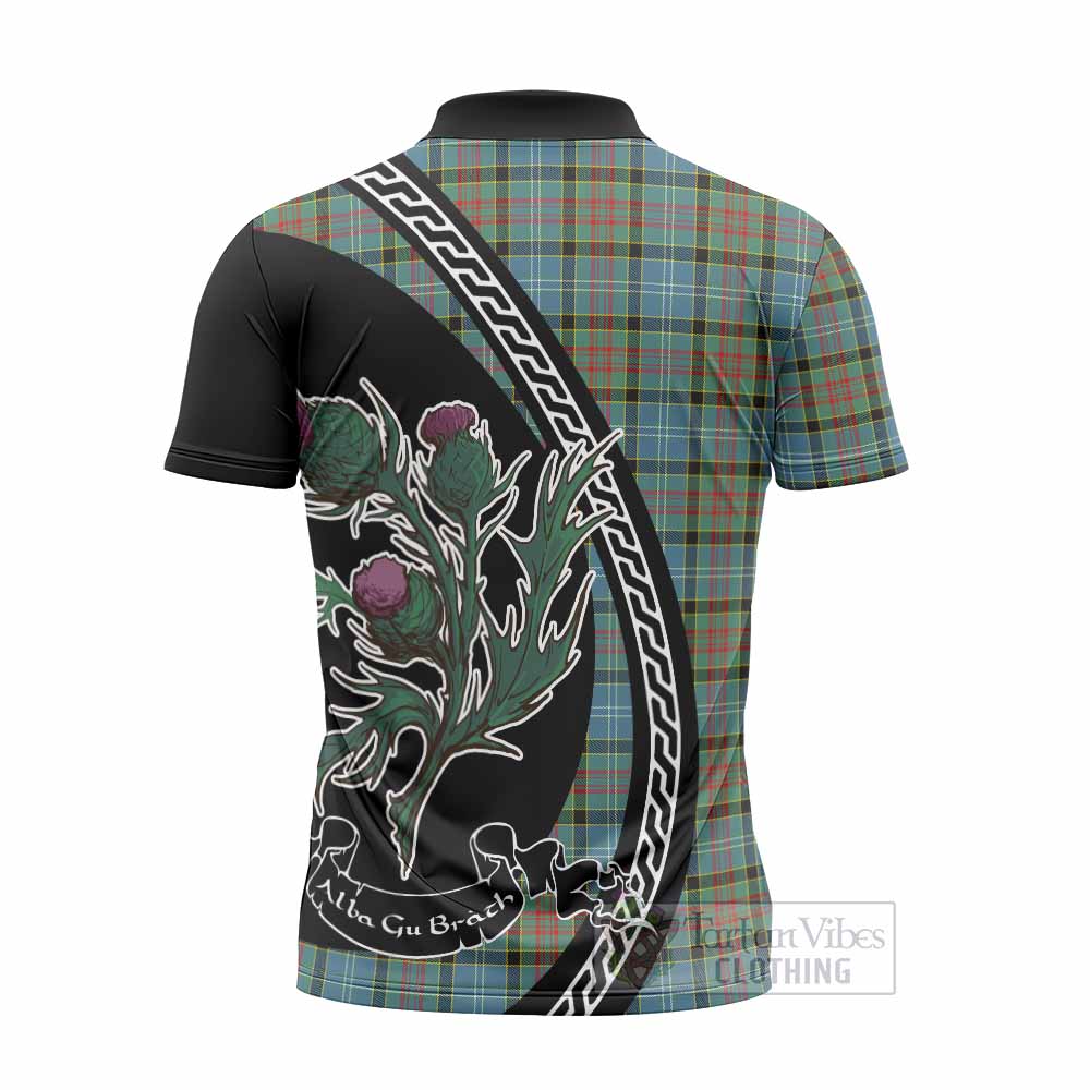 Paisley Family Crest Tartan Zipper Polo Shirt Alba Thistle Inspired - Tartan Vibes Clothing