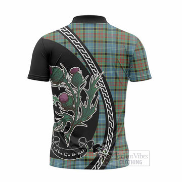 Paisley Family Crest Tartan Zipper Polo Shirt Alba Thistle Inspired