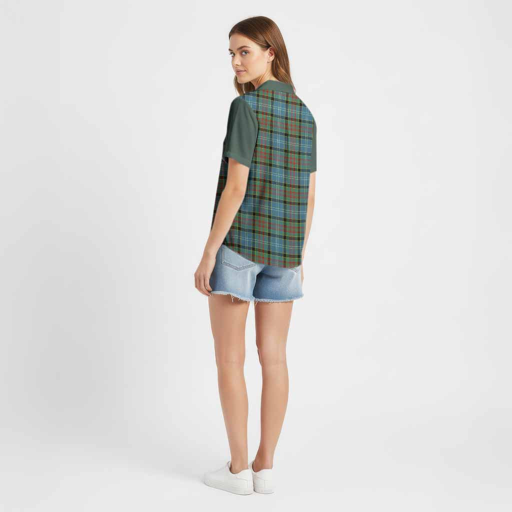 Paisley Tartan Accent Cotton Hawaiian Shirt with Family Crest