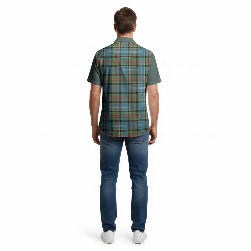 Paisley Tartan Accent Cotton Hawaiian Shirt with Family Crest