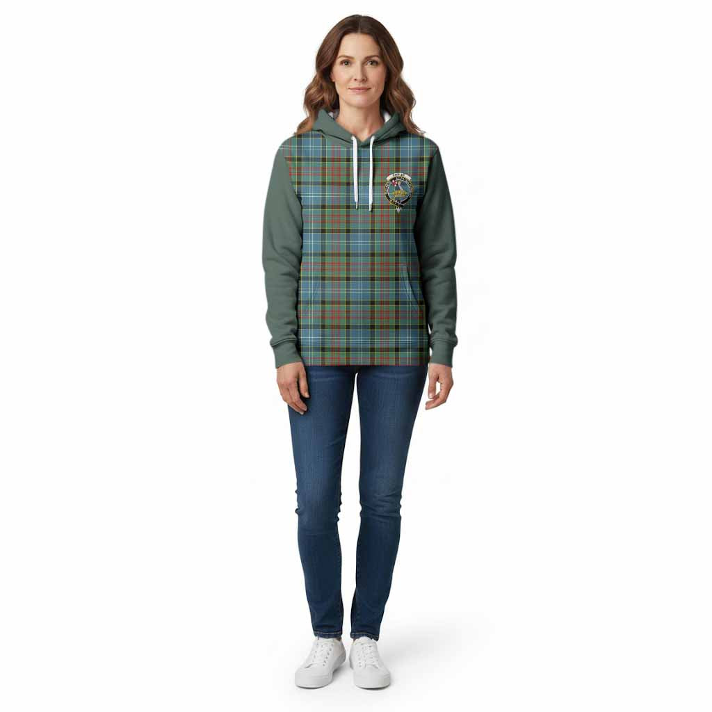 Paisley Tartan Accent Cotton Hoodie with Family Crest