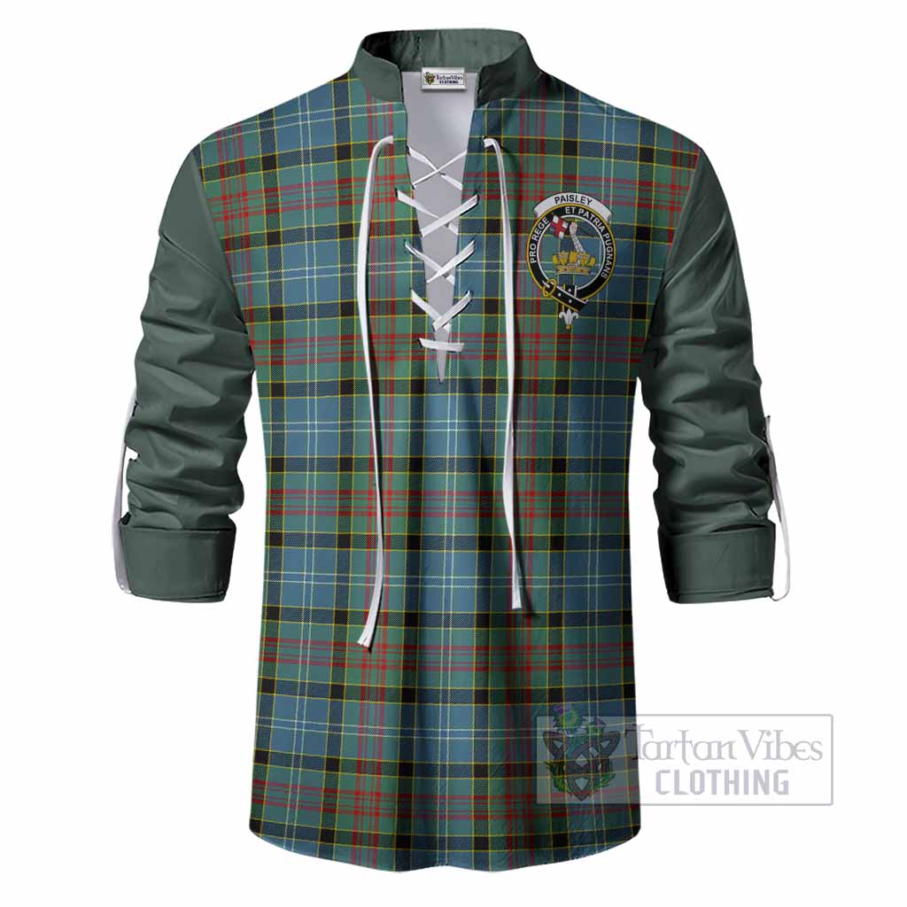 Paisley Tartan Accent Ghillie Shirt with Family Crest