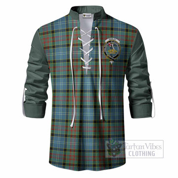 Paisley Tartan Accent Ghillie Shirt with Family Crest