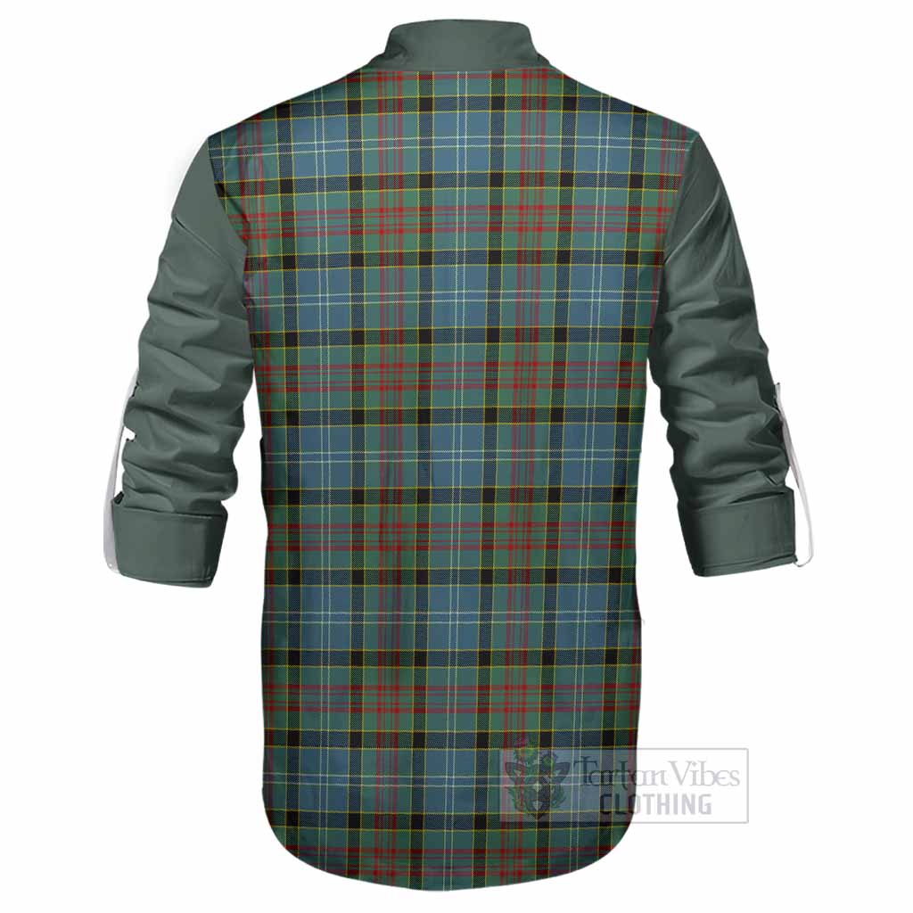 Paisley Tartan Accent Ghillie Shirt with Family Crest