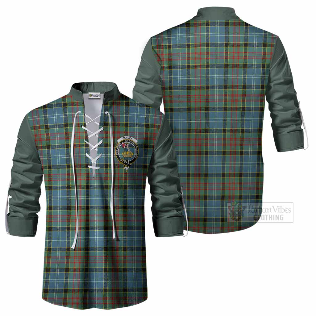 Paisley Tartan Accent Ghillie Shirt with Family Crest