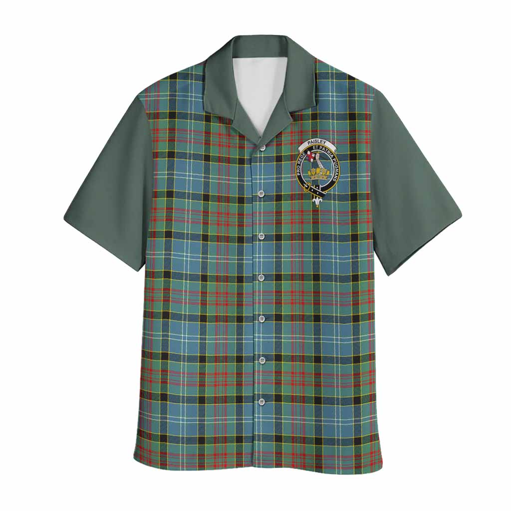 Paisley Tartan Accent Hawaiian Shirt with Family Crest