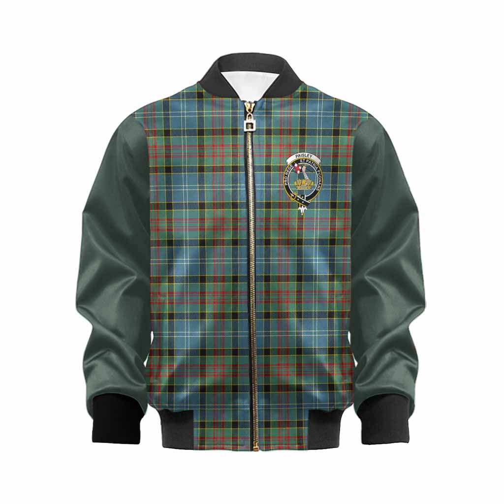 Paisley Tartan Accent Kid Bomber Jacket with Family Crest