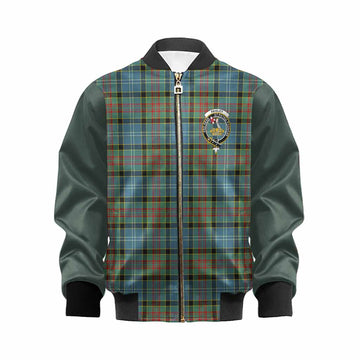 Paisley Tartan Accent Kid Bomber Jacket with Family Crest