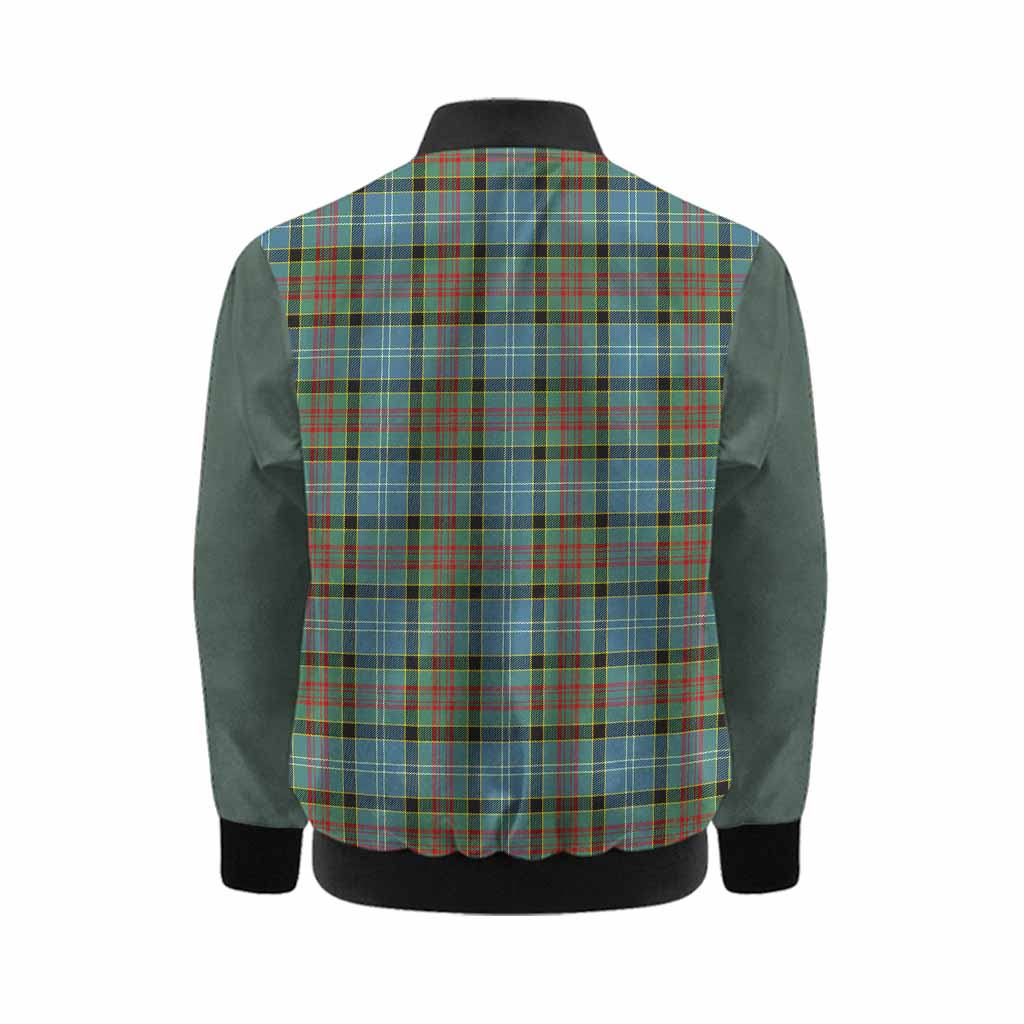 Paisley Tartan Accent Kid Bomber Jacket with Family Crest