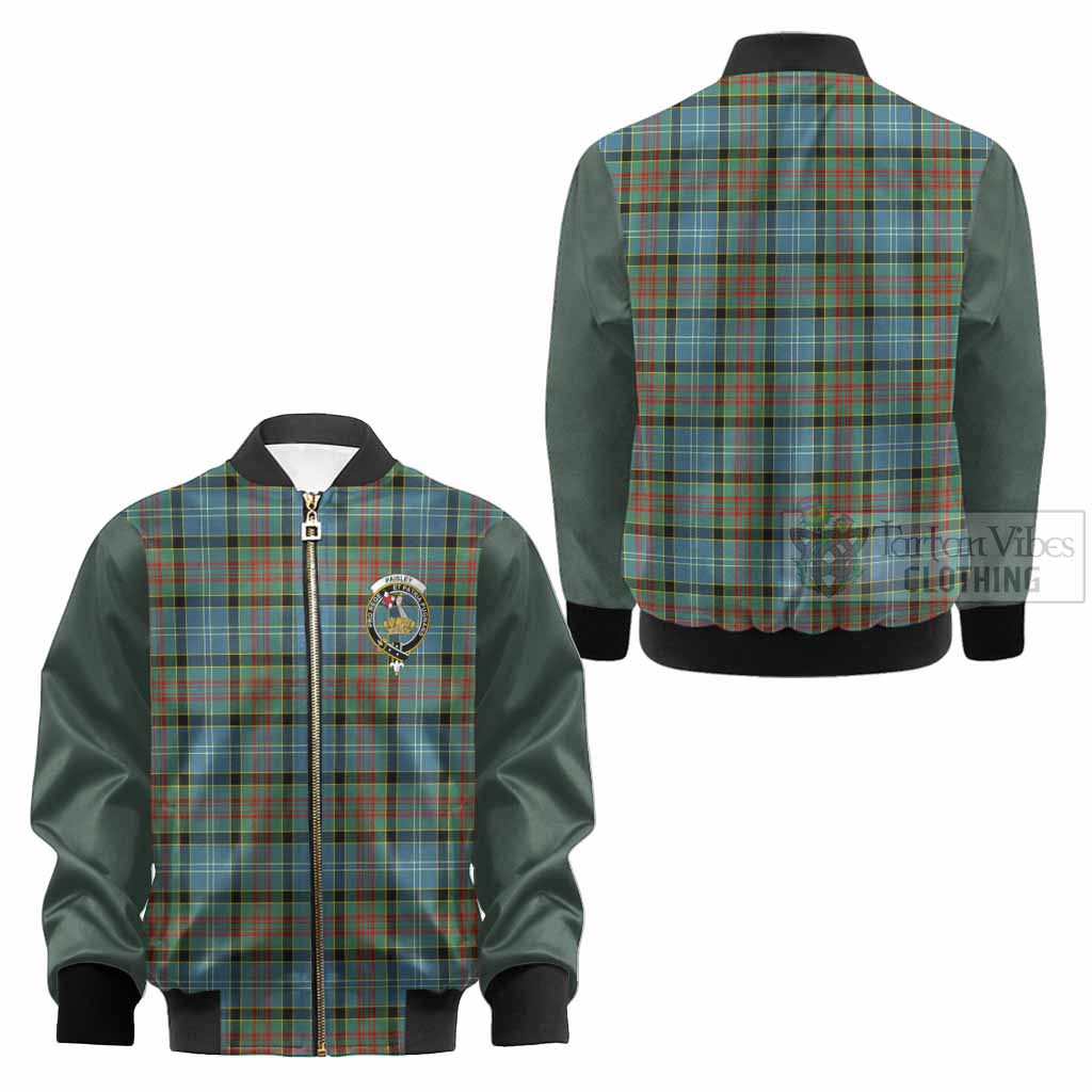 Paisley Tartan Accent Kid Bomber Jacket with Family Crest