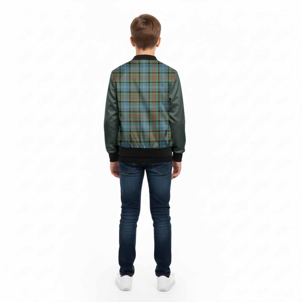 Paisley Tartan Accent Kid Bomber Jacket with Family Crest