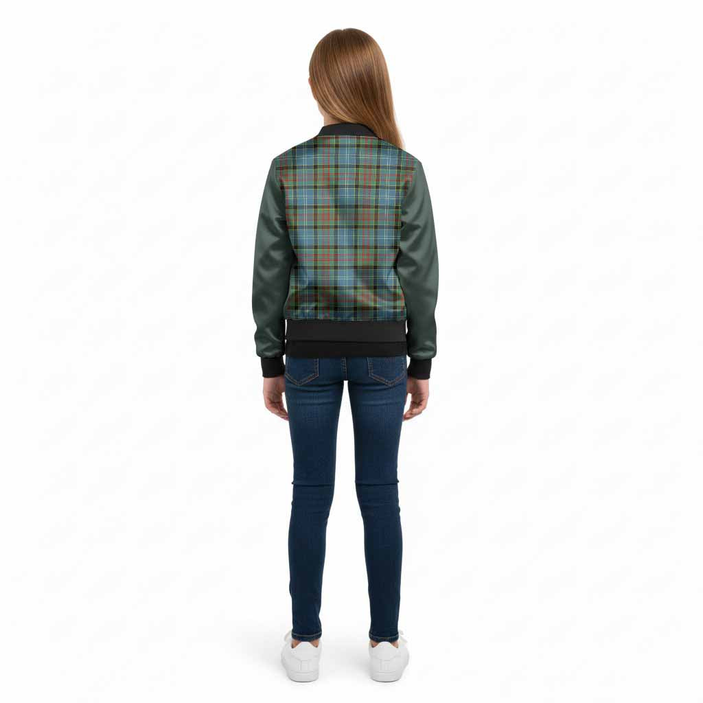 Paisley Tartan Accent Kid Bomber Jacket with Family Crest