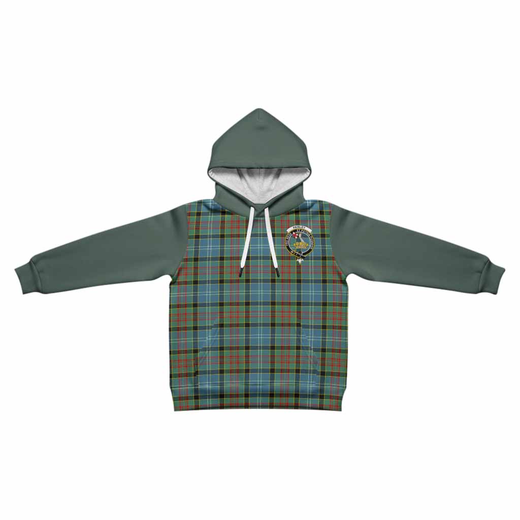Paisley Tartan Accent Kid Hoodie with Family Crest
