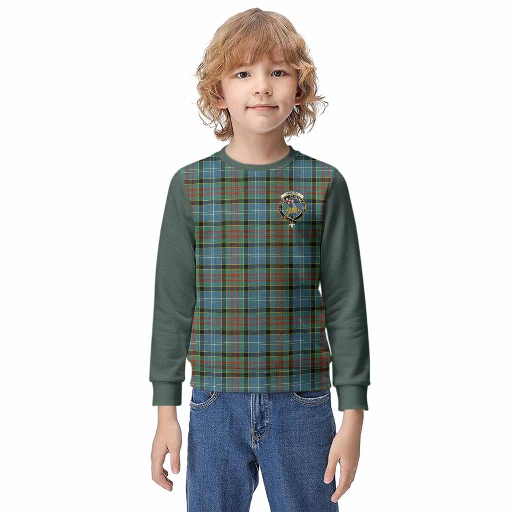 Paisley Tartan Accent Kid Knitted Sweatshirt with Family Crest