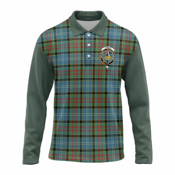 Paisley Tartan Accent Long Sleeve Polo Shirt with Family Crest