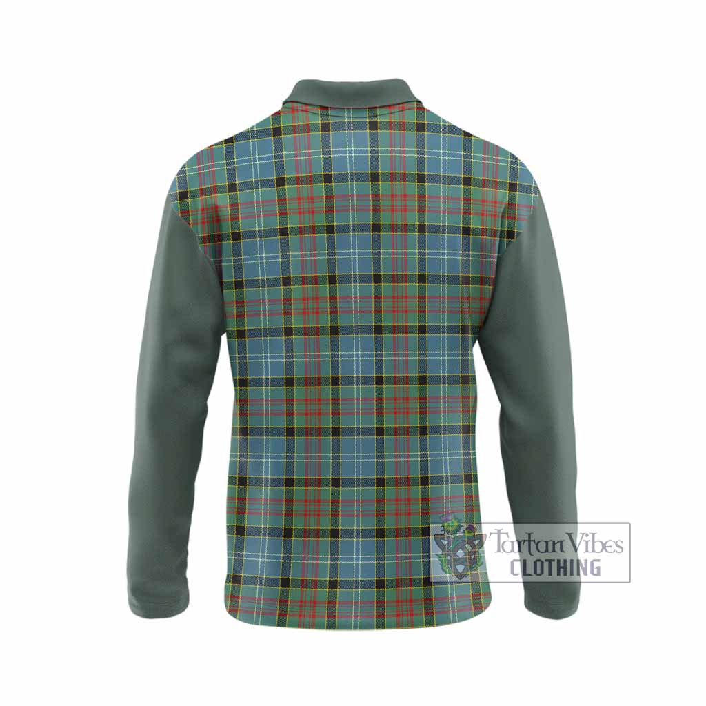 Paisley Tartan Accent Long Sleeve Polo Shirt with Family Crest