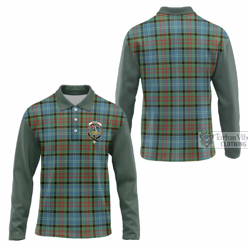 Paisley Tartan Accent Long Sleeve Polo Shirt with Family Crest