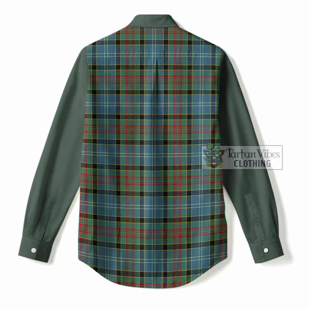 Paisley Tartan Accent Women Casual Shirt with Family Crest