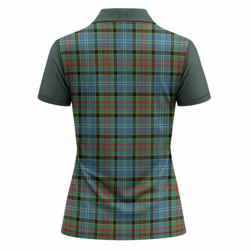 Paisley Tartan Accent Women Polo Shirt with Family Crest