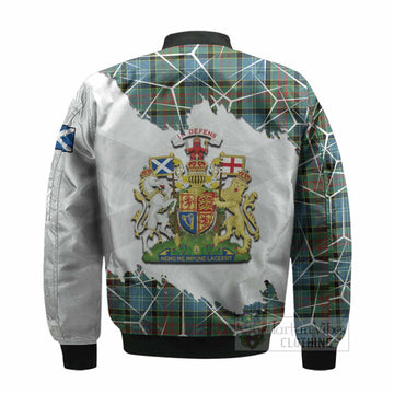 Paisley Tartan Bomber Jacket with Family Crest and Lion Rampant Grunge Style