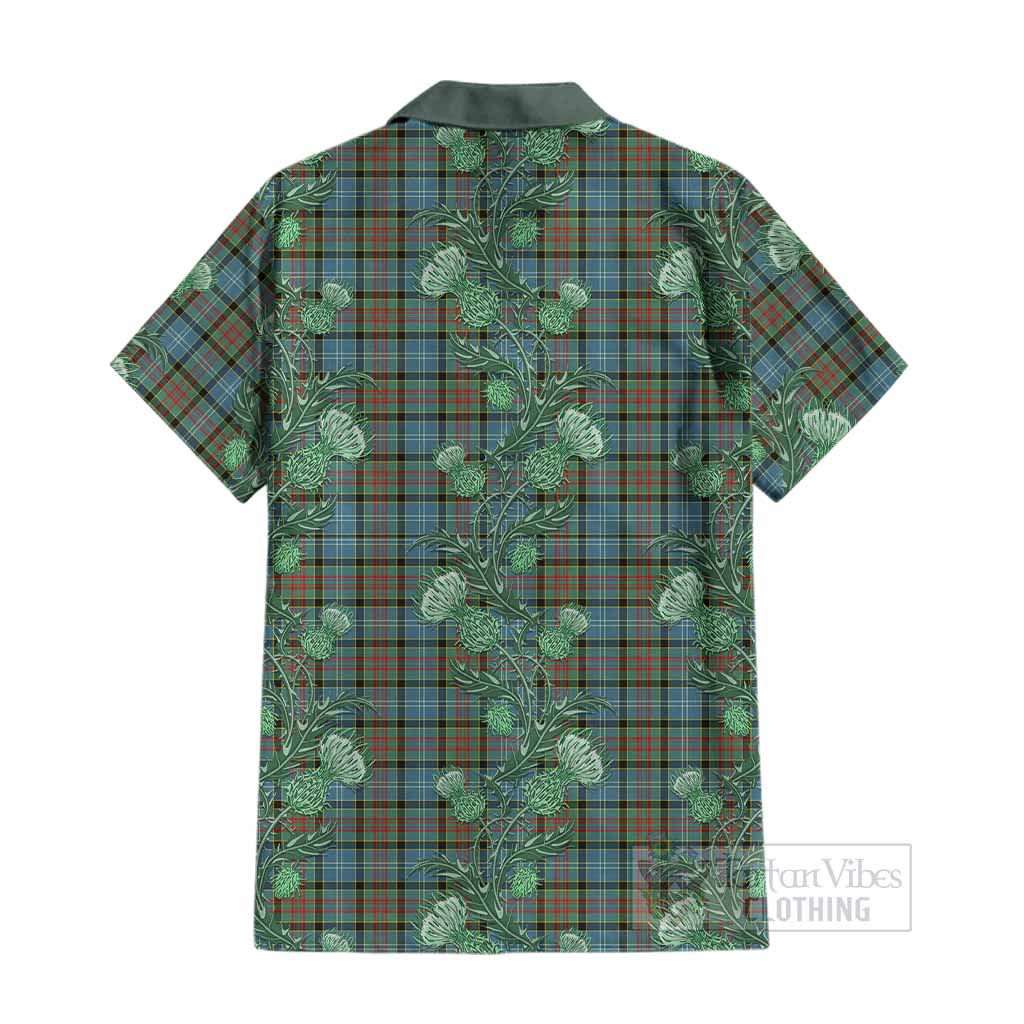 Paisley Tartan Cotton Hawaiian Shirt Seamless Scottish Thistle Flowers