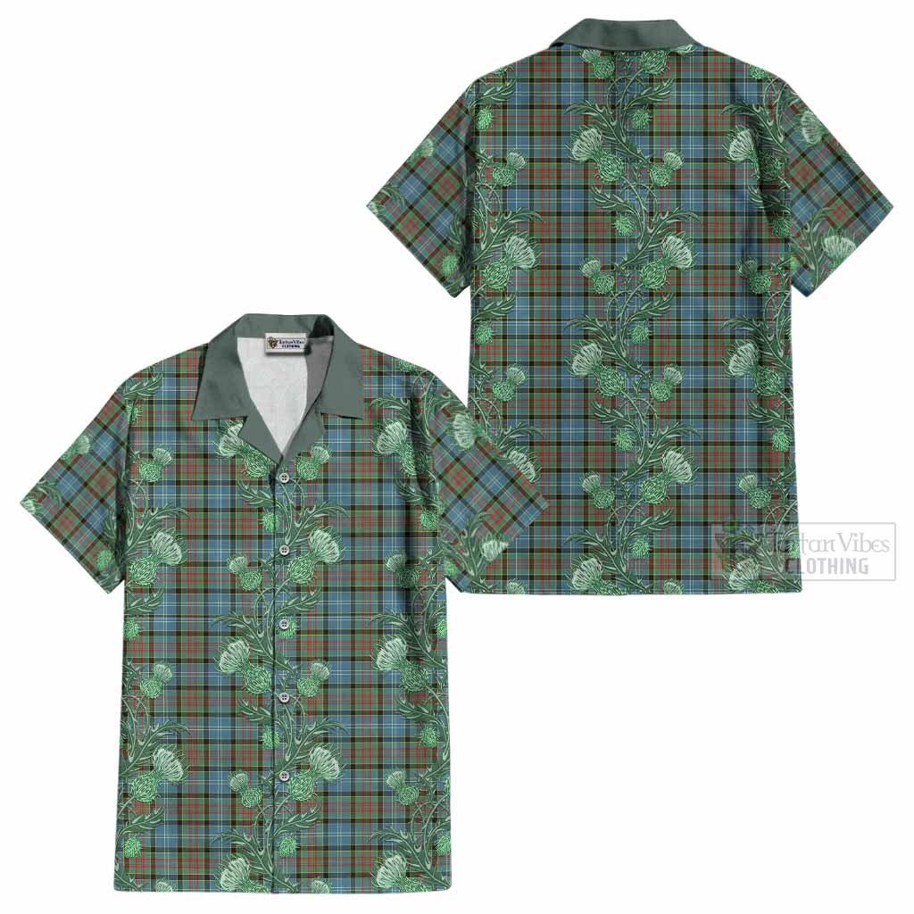 Paisley Tartan Cotton Hawaiian Shirt Seamless Scottish Thistle Flowers