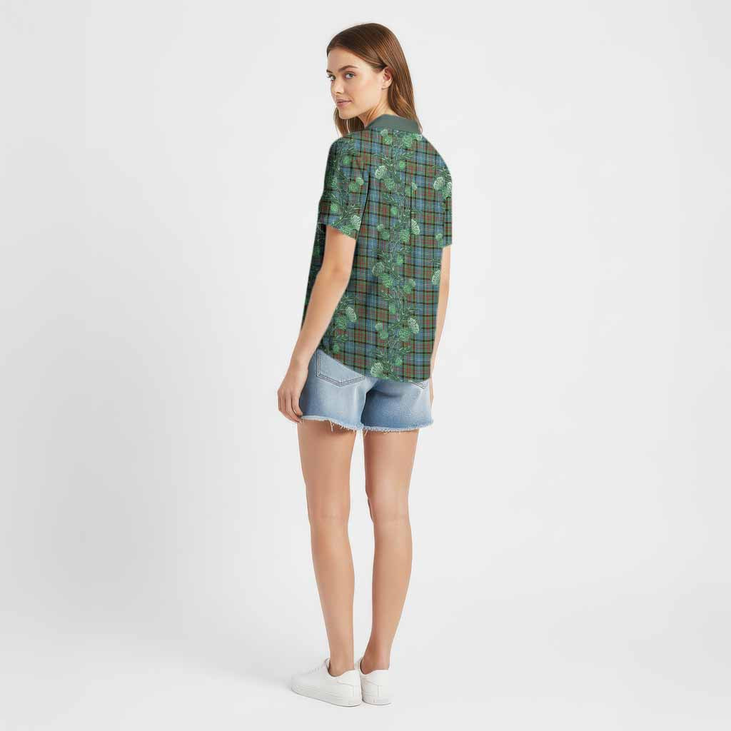 Paisley Tartan Cotton Hawaiian Shirt Seamless Scottish Thistle Flowers