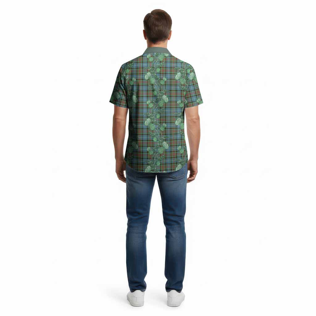 Paisley Tartan Cotton Hawaiian Shirt Seamless Scottish Thistle Flowers
