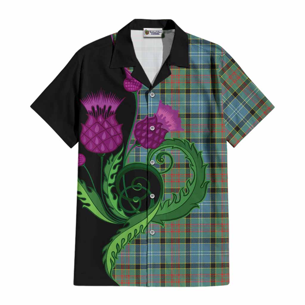 Paisley Tartan Cotton Hawaiian Shirt Traditional Scottish Thistle