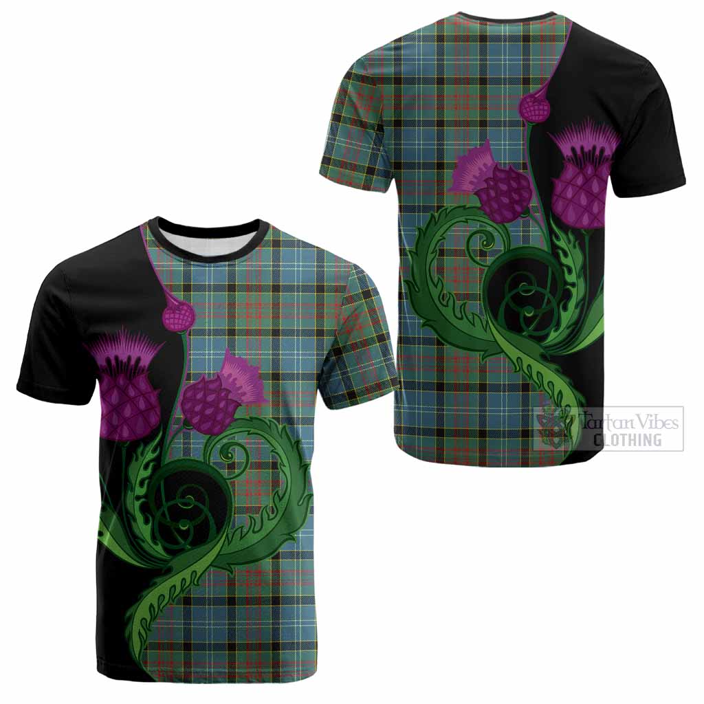 Paisley Tartan Cotton T-shirt Traditional Scottish Thistle