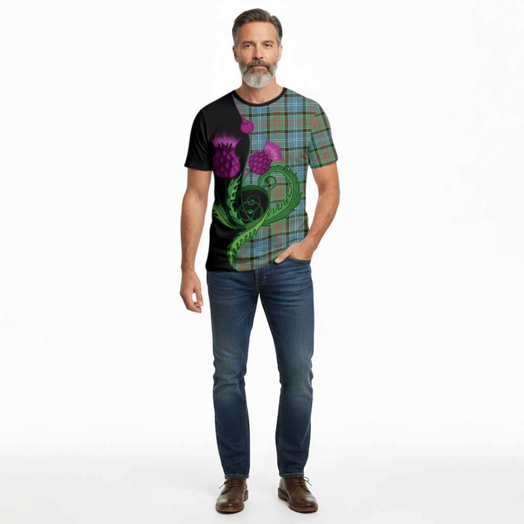 Paisley Tartan Cotton T-shirt Traditional Scottish Thistle