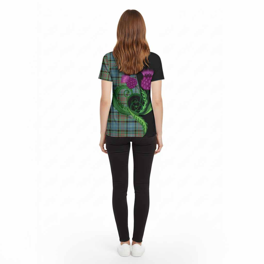 Paisley Tartan Cotton T-shirt Traditional Scottish Thistle