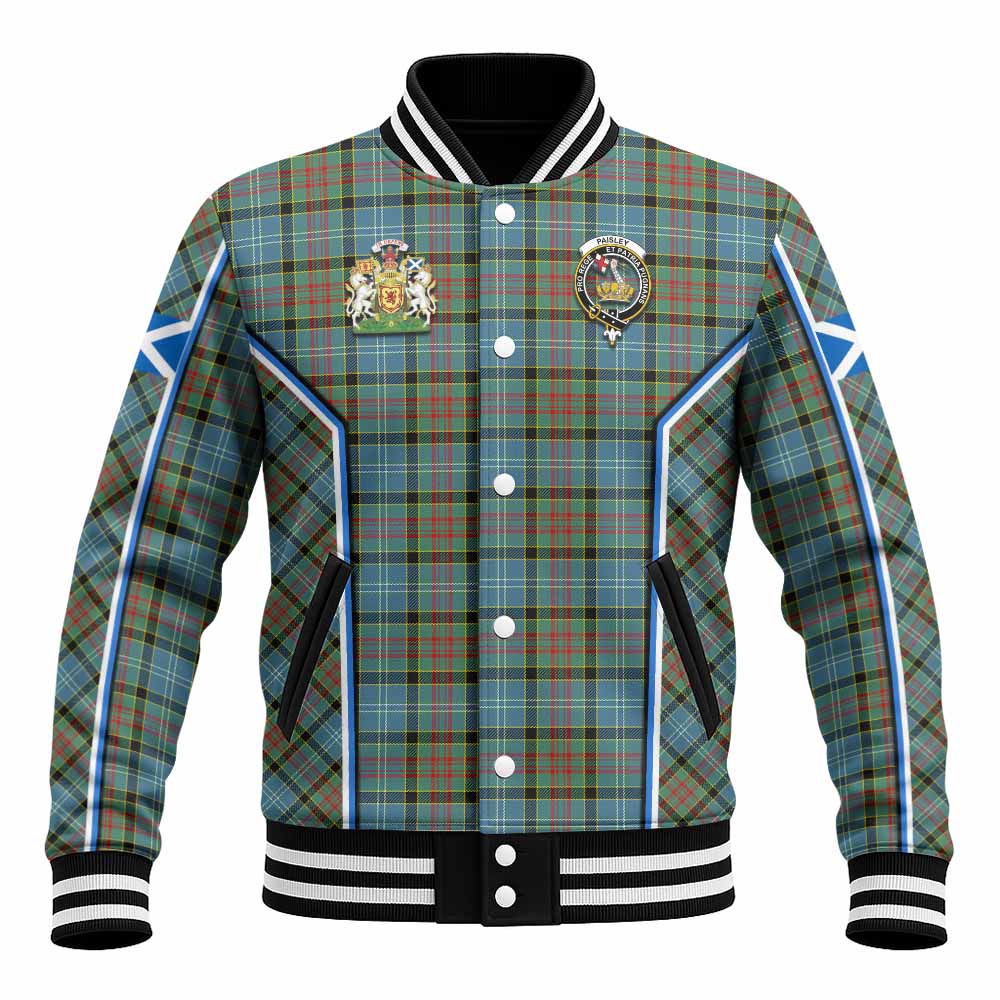 Paisley Tartan Crest Baseball Jacket Scotland Coat of Arm Flag Style - Tartan Vibes Clothing