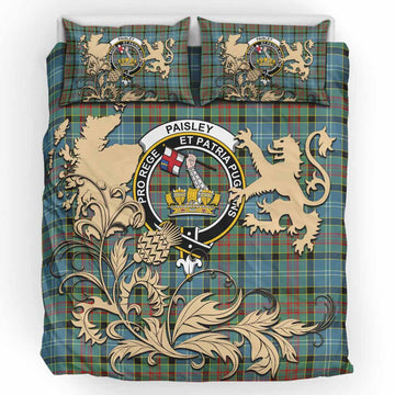 Paisley Tartan Crest Bedding Set with Scottish Iconic Symbols 