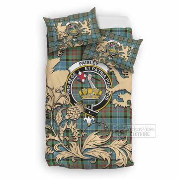 Paisley Tartan Crest Bedding Set with Scottish Iconic Symbols 
