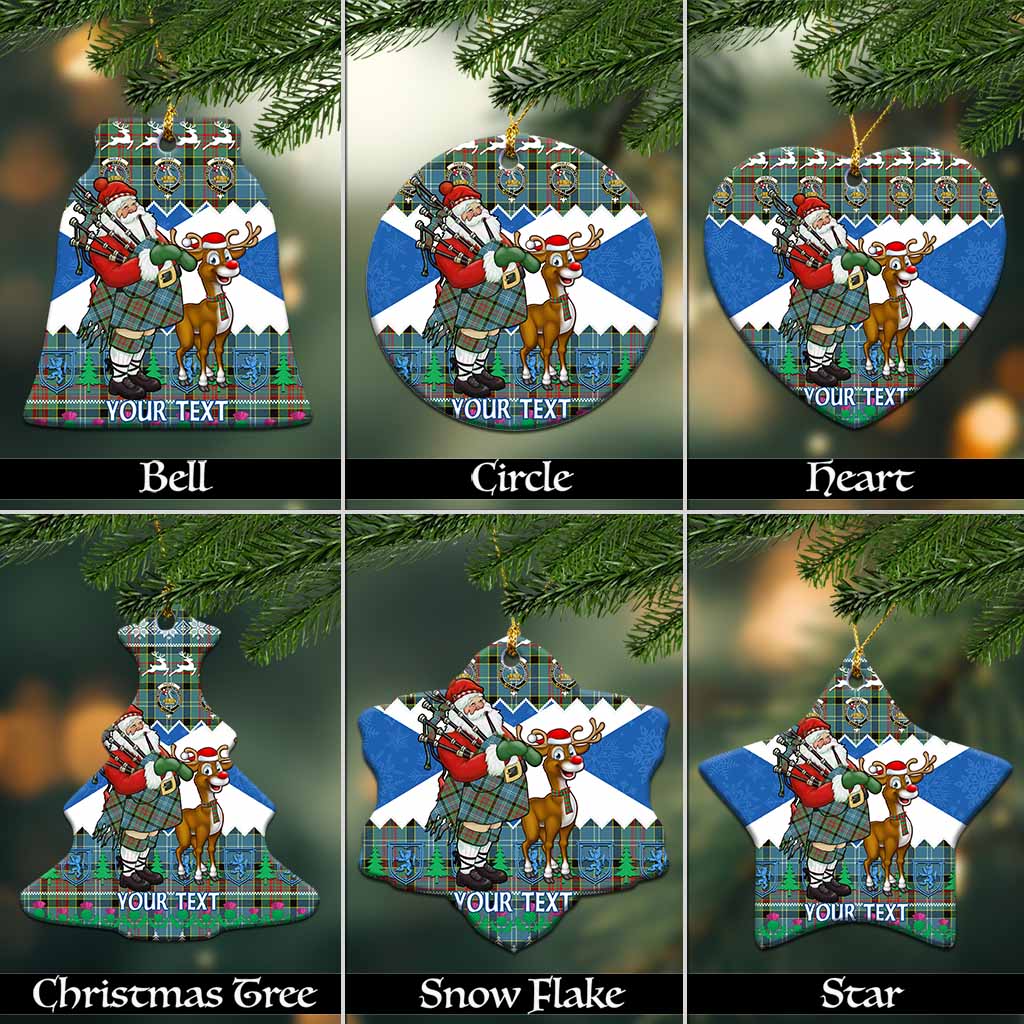 Paisley Tartan Crest Christmas Ceramic Ornament Scotland Santa With Bagpipes Cute Reindeer