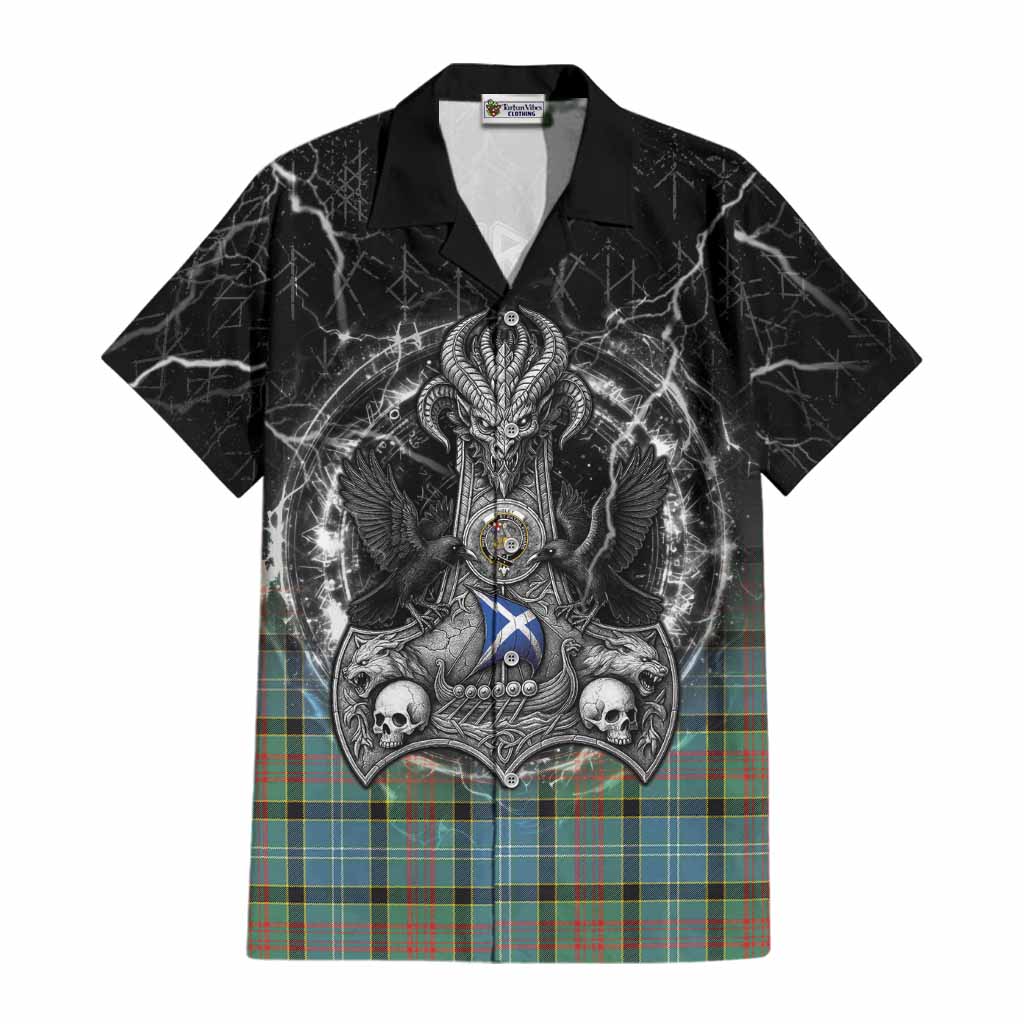 Paisley Tartan Crest Cotton Hawaiian Shirt Celtic Odin's Raven Legacy