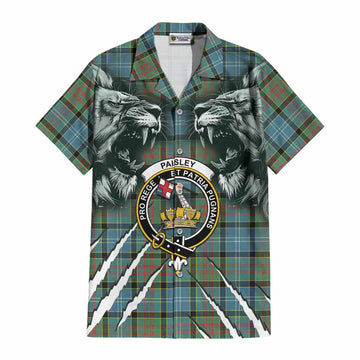 Paisley Tartan Crest Cotton Hawaiian Shirt Ferocious Lion Style